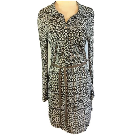 Velvet by Graham & Spencer Black Long Sleeve Pockets Belted Stretch Dress - Picture 1 of 6